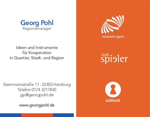 Georg Pohl, Stammannstraße 11, 22303 Hamburg, gp@georgpohl.de, Telefon 0174-3217830